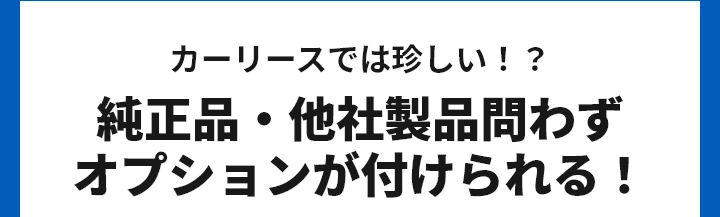 カーリースでは珍しい！？純正品・他社製品問わずオプションが付けられる！
